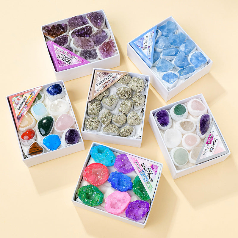 8 Styles of Rough Crystal Cluster Geode Tumble Gift Box Collections GEMROCKY-Tumbles-