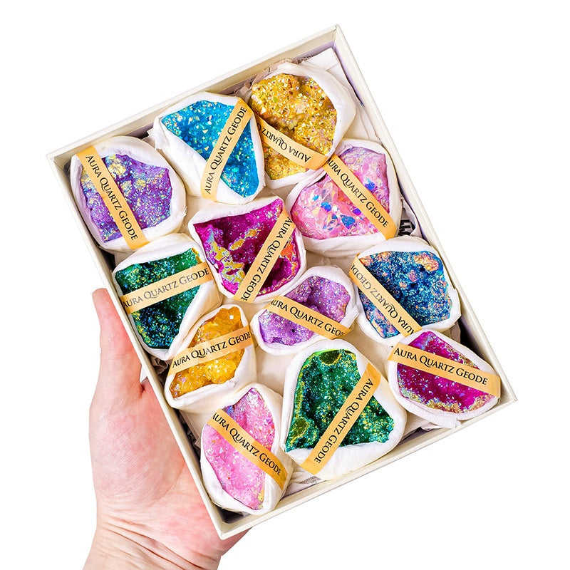 14 Styles of Rough Crystal Cluster Raw Stones Gift Box Collections GEMROCKY-S Amethyst Cluster A-