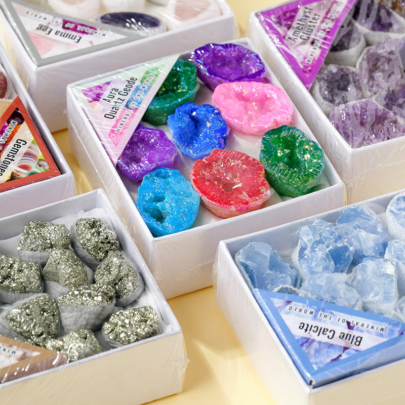 8 Styles of Rough Crystal Cluster Geode Tumble Gift Box Collections GEMROCKY-Tumbles-