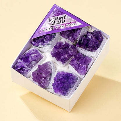 14 Styles of Rough Crystal Cluster Raw Stones Gift Box Collections GEMROCKY-S Amethyst Cluster A-