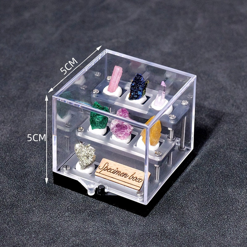 Natural Crystal Mineral Specimens Mini Showcase Gift Box Collections GEMROCKY-