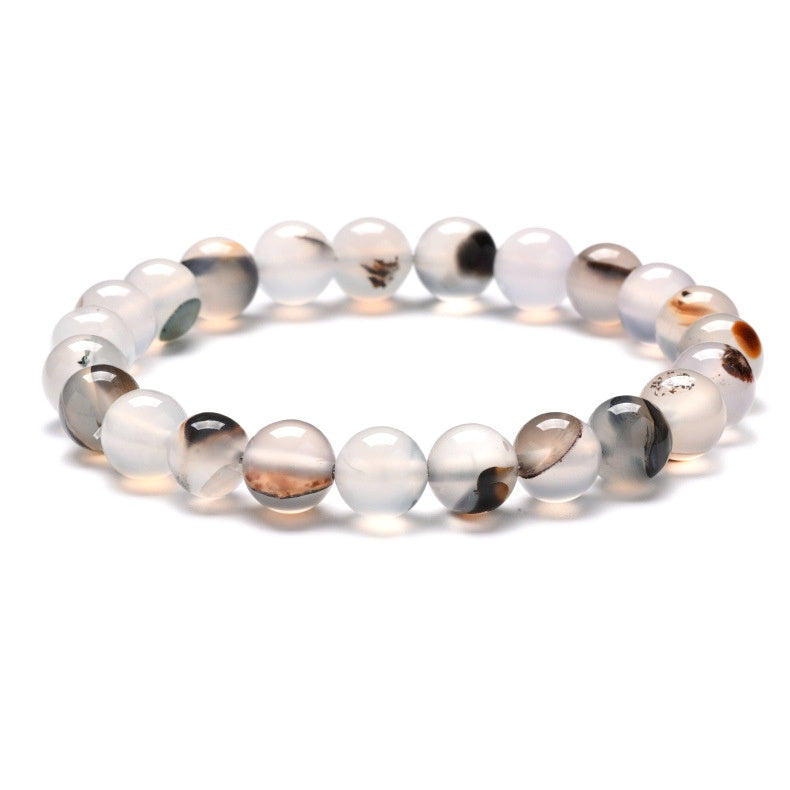 8mm Ocean Lace Agate Bead Bracelets GEMROCKY-