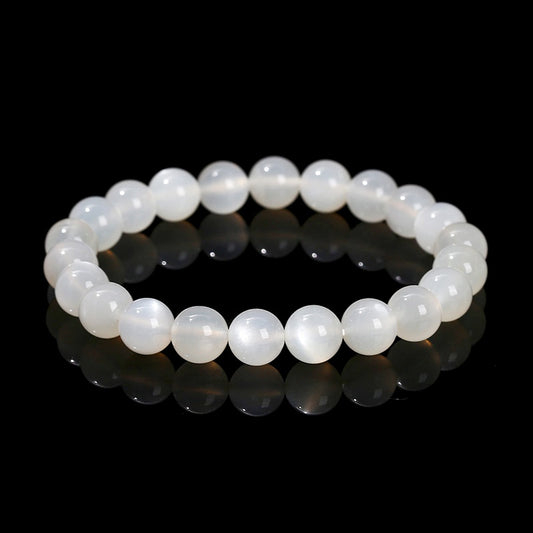 8mm High Quality White Moonstone Bead Bracelets GEMROCKY