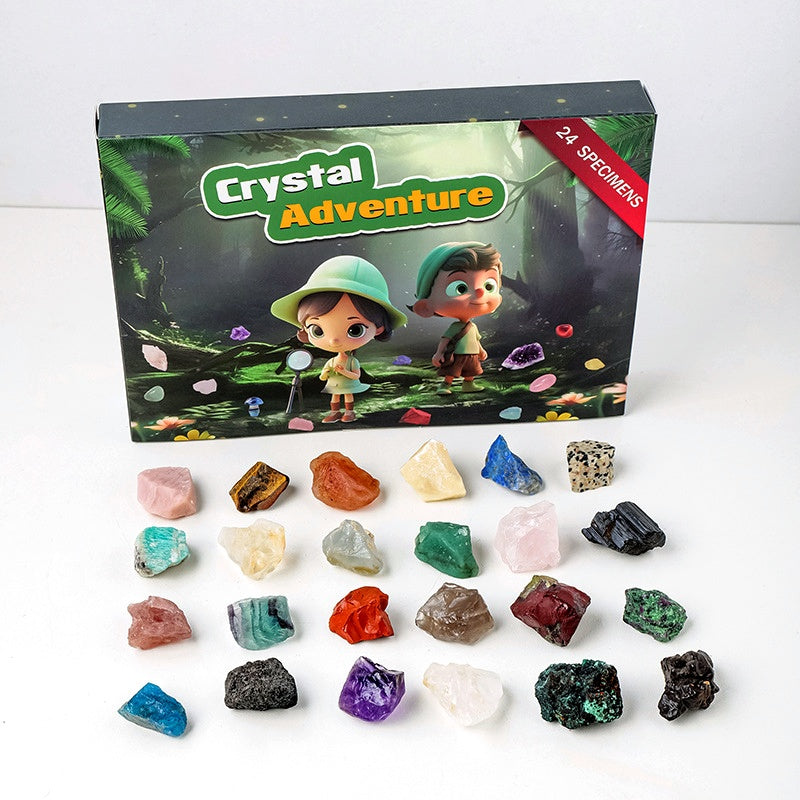 6 Styles of Crystal Specimen Tumble Christmas Blind Gift Box Collections GEMROCKY-Rough Stones (Green Box)-