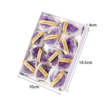 14 Styles of Rough Crystal Cluster Raw Stones Gift Box Collections GEMROCKY-S Amethyst Cluster A-