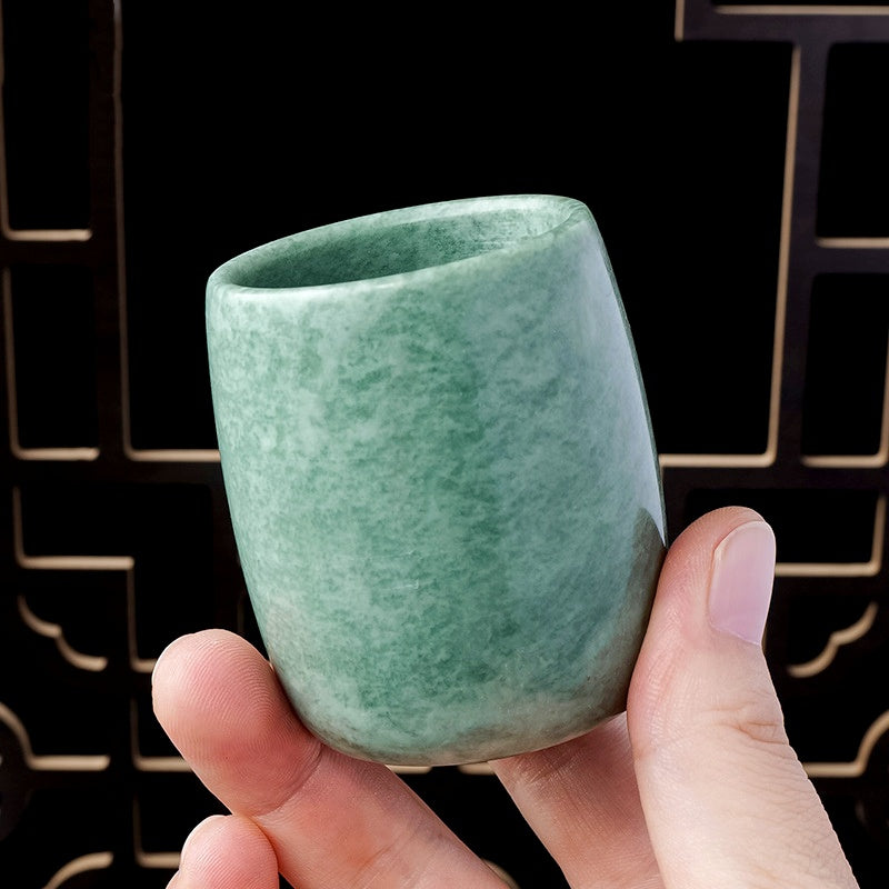 Green Jade Lantian Jade Tea Cup Home Decor Ornaments GEMROCKY-Green Jade-