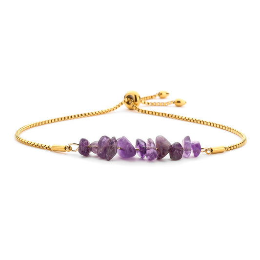 10 Crystal Silver Gold Color Chain Chip Bracelets GEMROCKY-Bracelets-Amethyst-Gold-