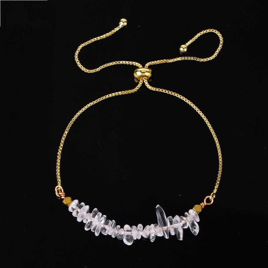 10 Crystal Silver Gold Color Chain Chip Bracelets GEMROCKY-Bracelets-Clear Quartz-Gold-