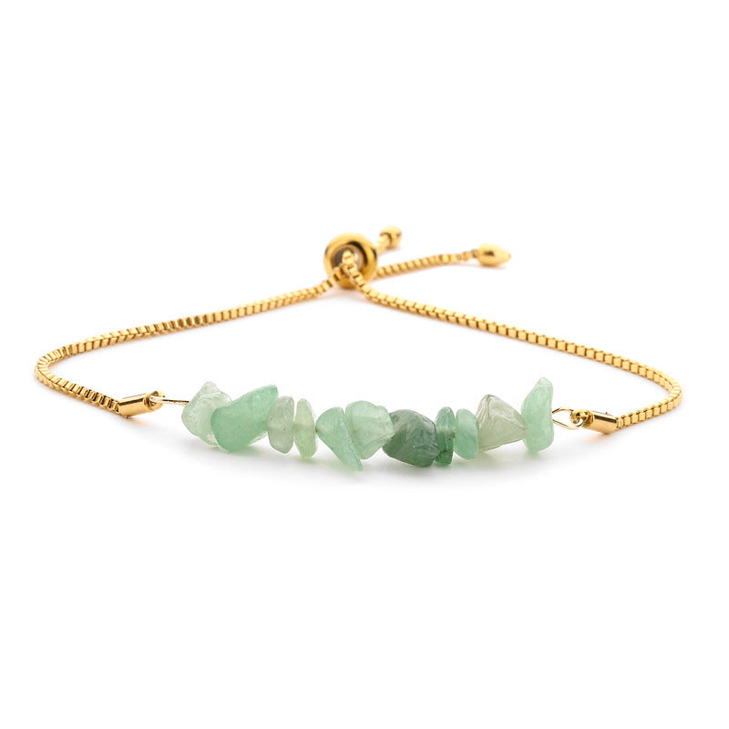 10 Crystal Silver Gold Color Chain Chip Bracelets GEMROCKY-Bracelets-Green Aventurine-Gold-