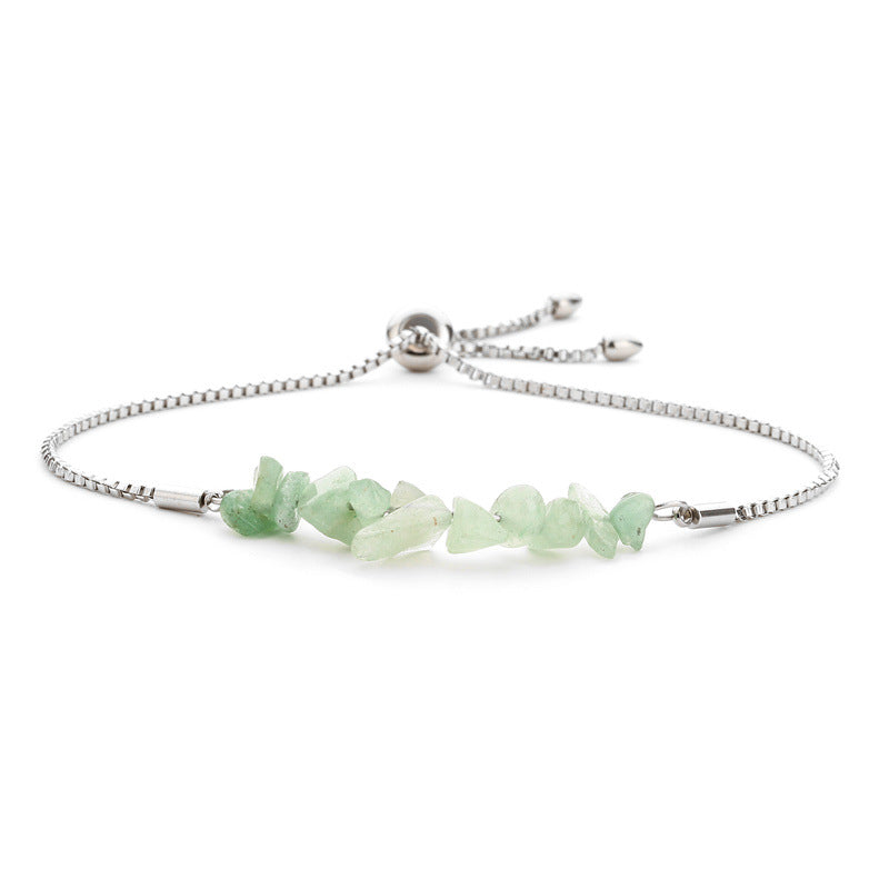 10 Crystal Silver Gold Color Chain Chip Bracelets GEMROCKY-Bracelets-Green Aventurine-Silver-