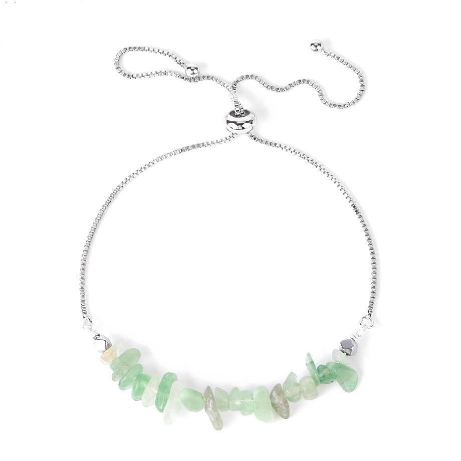 10 Crystal Silver Gold Color Chain Chip Bracelets GEMROCKY-Bracelets-Green Aventurine-Silver-