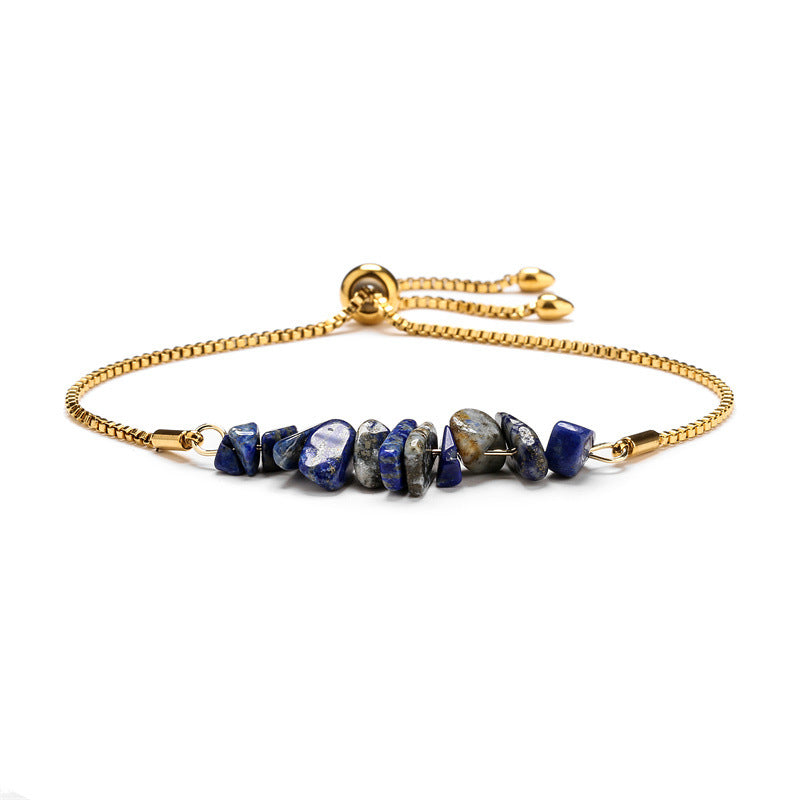 10 Crystal Silver Gold Color Chain Chip Bracelets GEMROCKY-Bracelets-Lapis Lazuli-Gold-