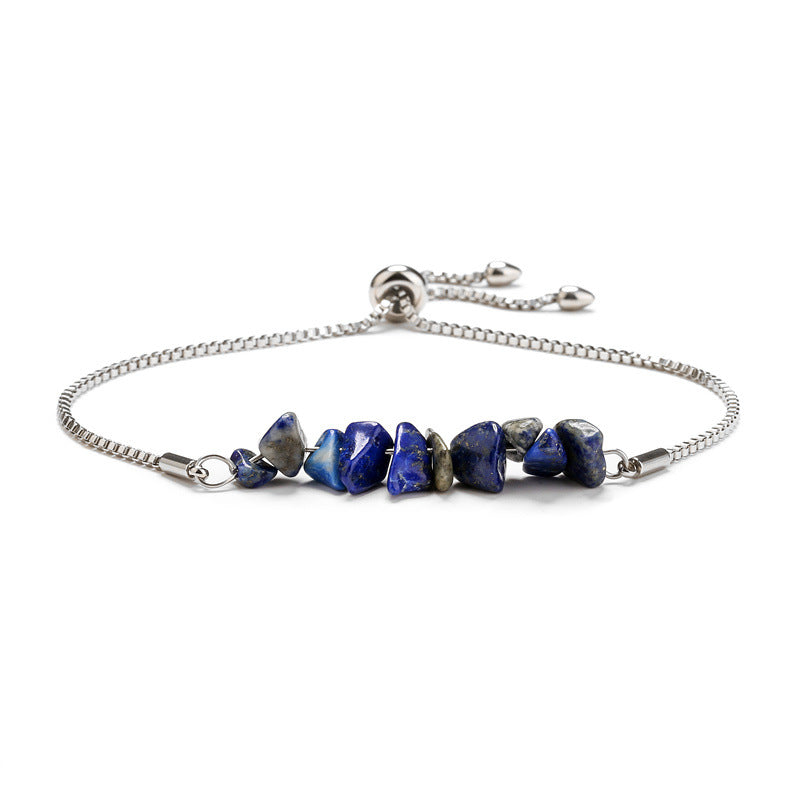 10 Crystal Silver Gold Color Chain Chip Bracelets GEMROCKY-Bracelets-Lapis Lazuli-Silver-