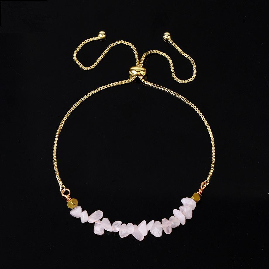 10 Crystal Silver Gold Color Chain Chip Bracelets GEMROCKY-Bracelets-Rose Quartz-Gold-