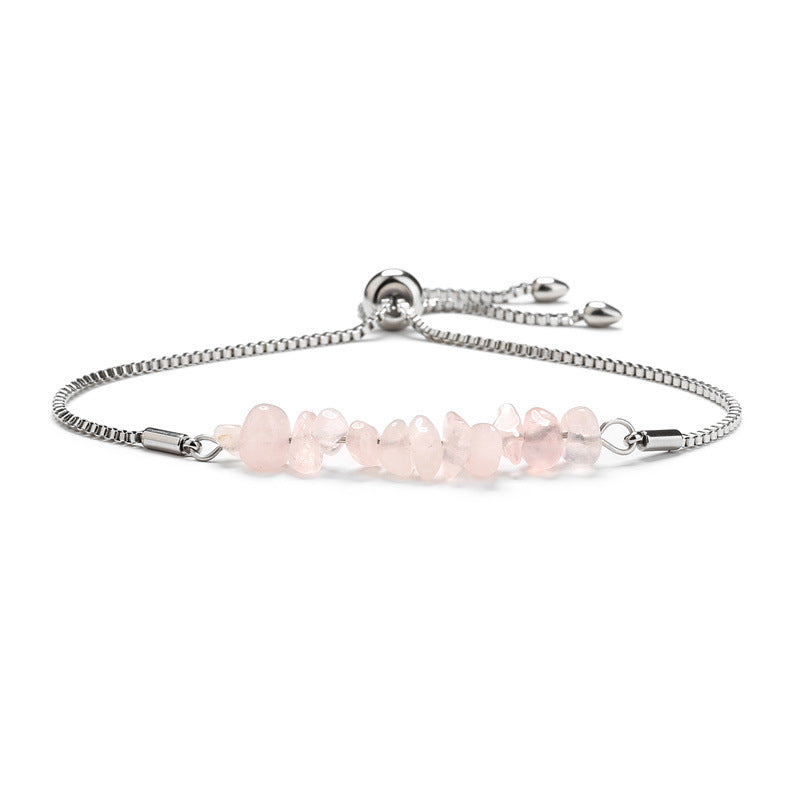 10 Crystal Silver Gold Color Chain Chip Bracelets GEMROCKY-Bracelets-Rose Quartz-Silver-