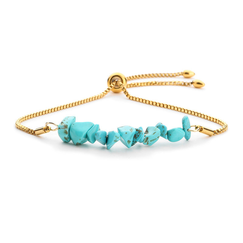 10 Crystal Silver Gold Color Chain Chip Bracelets GEMROCKY-Bracelets-Turquoise-Gold-