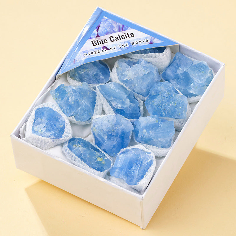 8 Styles of Rough Crystal Cluster Geode Tumble Gift Box Collections GEMROCKY-Celestite Rough Stones-