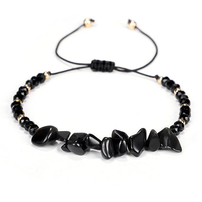 11 Crystal Facet Bead Chip Bracelets GEMROCKY-Bracelets-Black Agate-