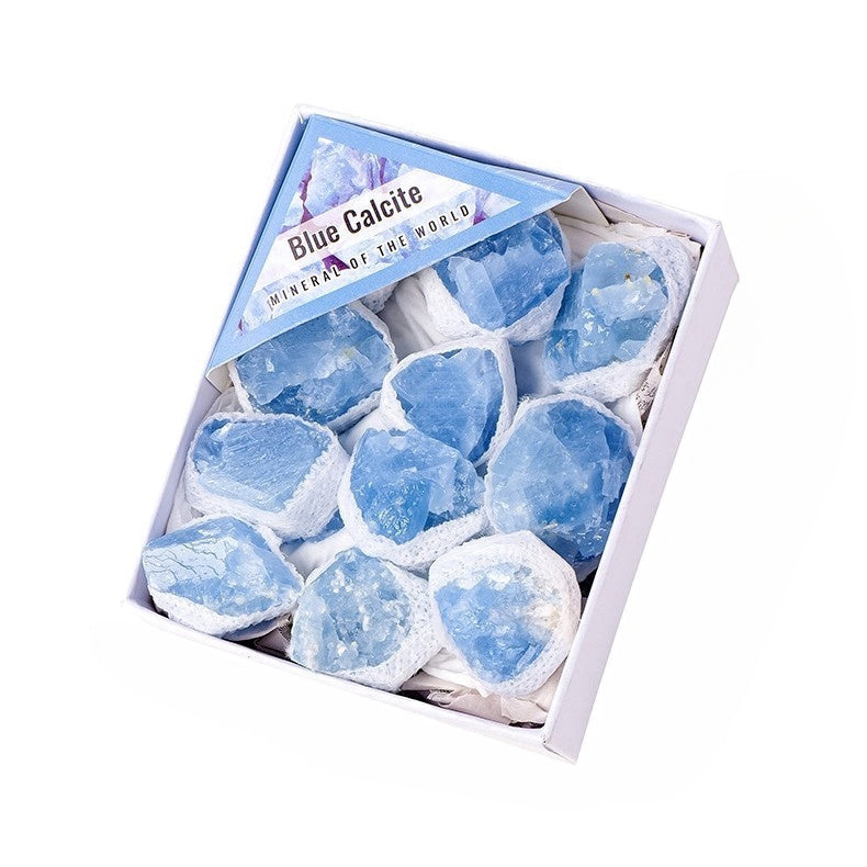 14 Styles of Rough Crystal Cluster Raw Stones Gift Box Collections GEMROCKY-S Celestite Rough Stones-