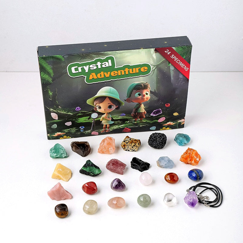 6 Styles of Crystal Specimen Tumble Christmas Blind Gift Box Collections GEMROCKY-Rough Stones+Tumbles (Green Box)-