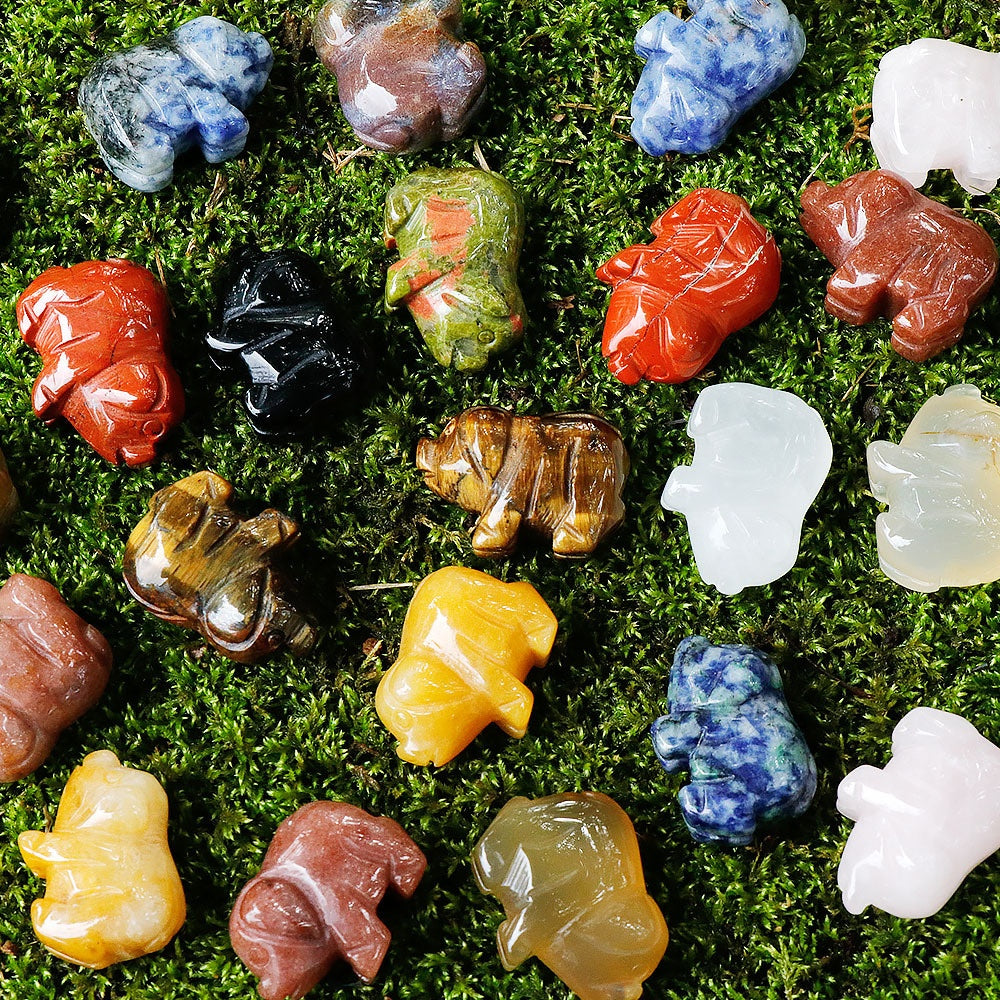 12 Types of Crystal Stone 1 Inch Mini Pig Animal Carvings GEMROCKY-Dragon Blood Stone-