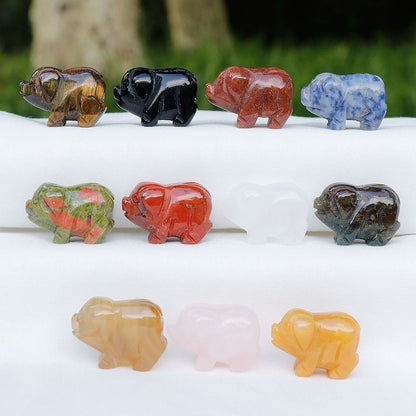 12 Types of Crystal Stone 1 Inch Mini Pig Animal Carvings GEMROCKY-Dragon Blood Stone-