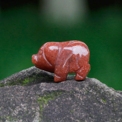 12 Types of Crystal Stone 1 Inch Mini Pig Animal Carvings GEMROCKY-Red Aveturine-