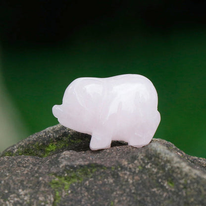 12 Types of Crystal Stone 1 Inch Mini Pig Animal Carvings GEMROCKY-Rose Quartz-