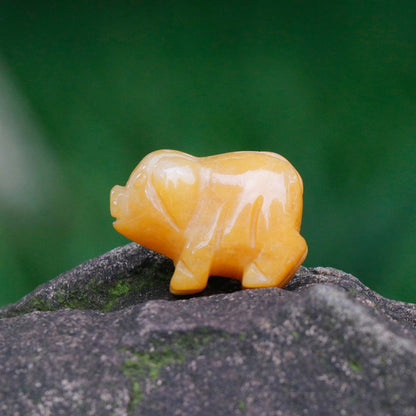 12 Types of Crystal Stone 1 Inch Mini Pig Animal Carvings GEMROCKY-Yellow Jade-