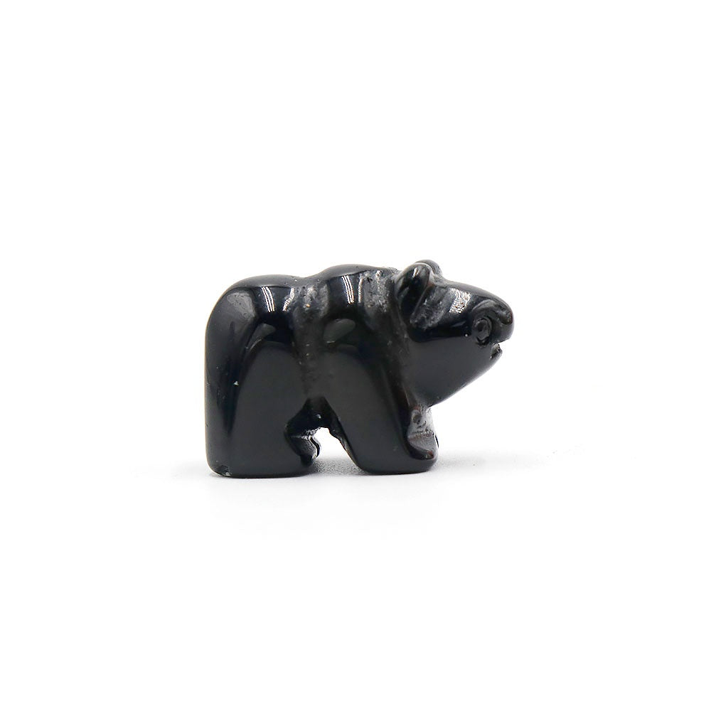 13 Types of Crystal Stone 1 Inch Little Bear Animal Carvings GEMROCKY-Black Obsidian-