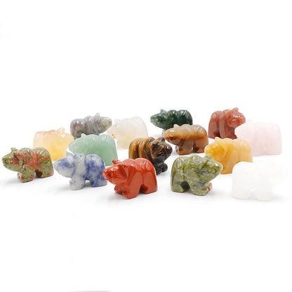 13 Types of Crystal Stone 1 Inch Little Bear Animal Carvings GEMROCKY-Green Aventurine-