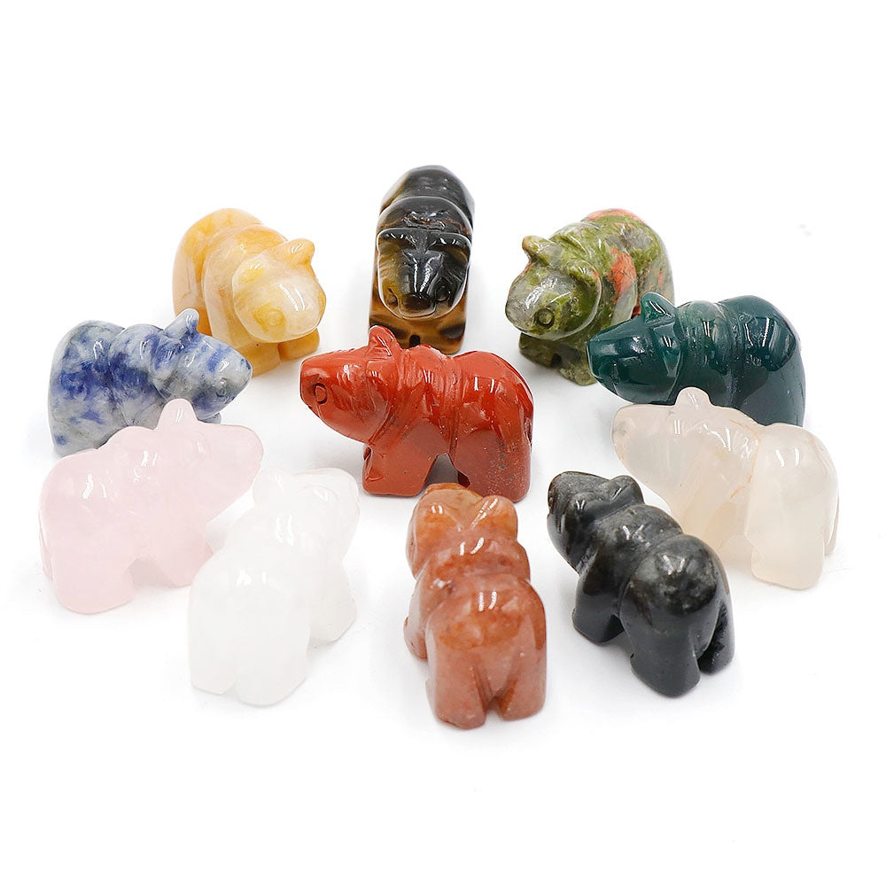 13 Types of Crystal Stone 1 Inch Little Bear Animal Carvings GEMROCKY-Green Aventurine-