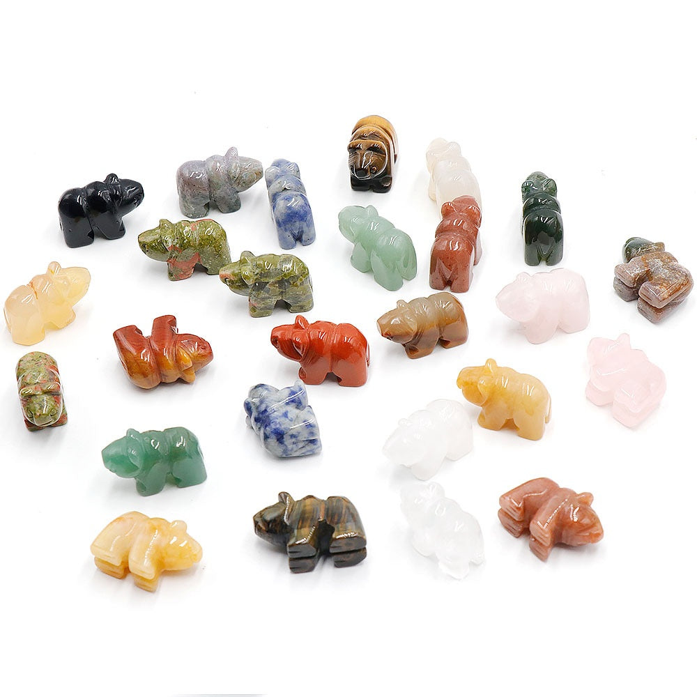 13 Types of Crystal Stone 1 Inch Little Bear Animal Carvings GEMROCKY-Green Aventurine-