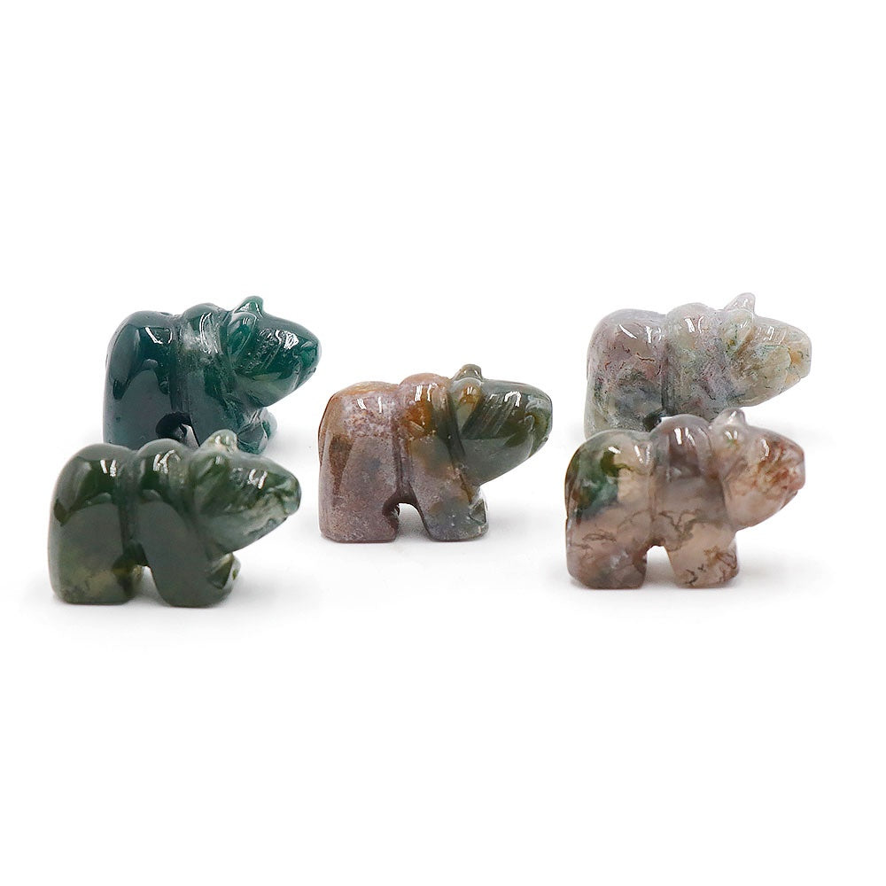 13 Types of Crystal Stone 1 Inch Little Bear Animal Carvings GEMROCKY-Indian Agate-