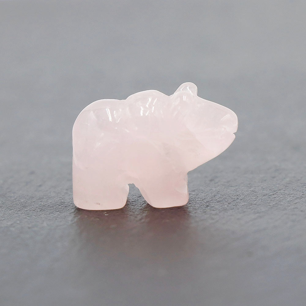 13 Types of Crystal Stone 1 Inch Little Bear Animal Carvings GEMROCKY-Rose Quartz-