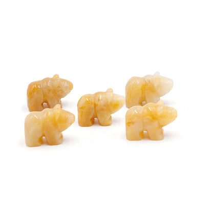 13 Types of Crystal Stone 1 Inch Little Bear Animal Carvings GEMROCKY-Yellow Jade-