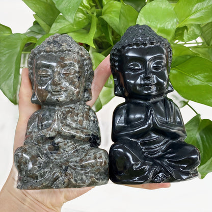 15cm Crytal Budda Statue 4 Styles of Carvings GEMROCKY-Carvings-Black Obsidian-GEMROCKY