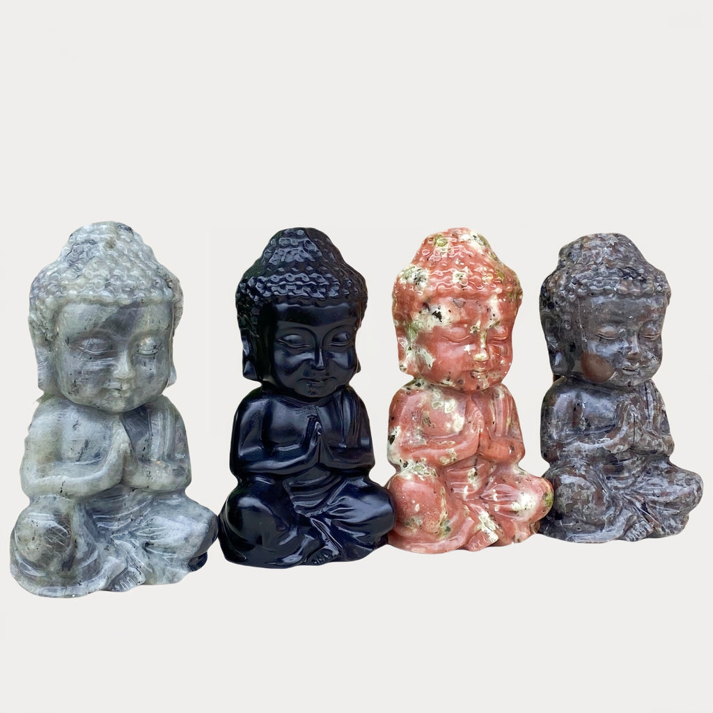 15cm Crytal Budda Statue 4 Styles of Carvings GEMROCKY-Carvings-Black Obsidian-GEMROCKY