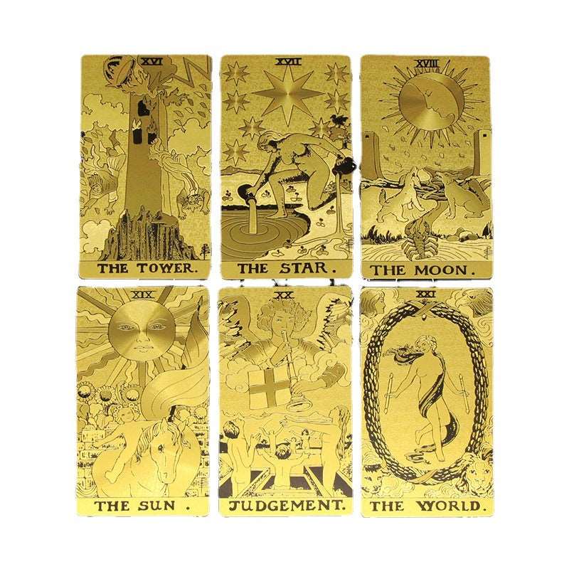 2 Styles of Bronzing Gold Metaphysics Tarot Cards Set with Guidebooks GEMROCKY-Psychic-