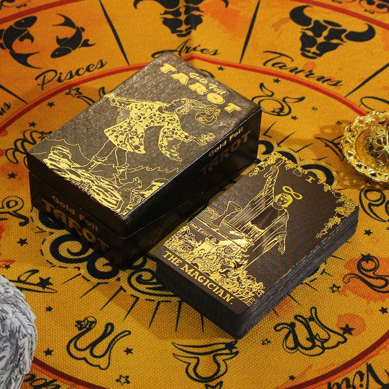 2 Styles of Bronzing Gold Metaphysics Tarot Cards Set with Guidebooks GEMROCKY-Psychic-Black Golden-