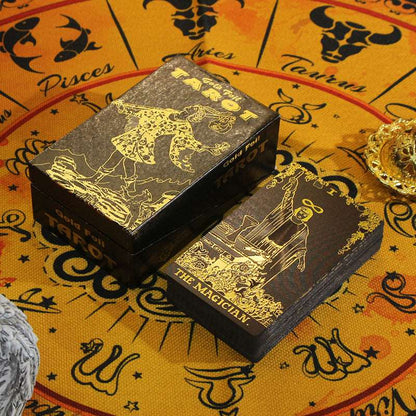 2 Styles of Bronzing Gold Metaphysics Tarot Cards Set with Guidebooks GEMROCKY-Psychic-Black Golden-