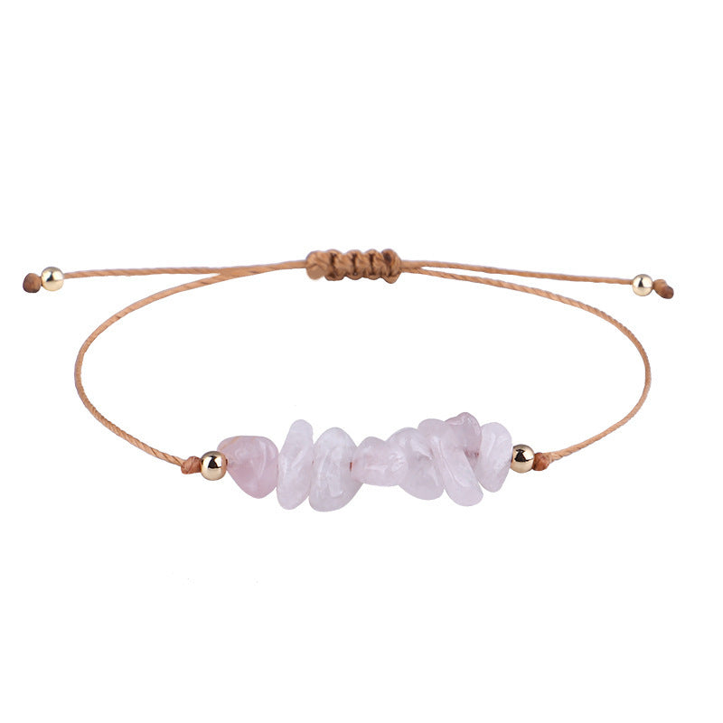 21 Crystal Wax Line Bohemian Chip Bracelets GEMROCKY-Bracelets-Rose Quartz-