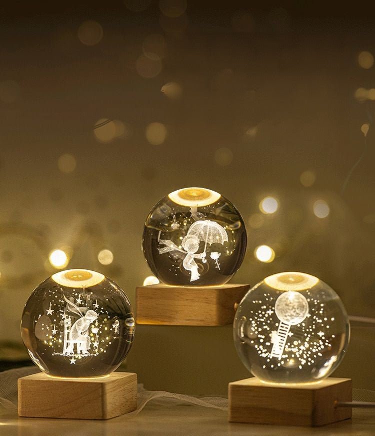 26 Styles of Clear Glass Laser Inner Carving LED Sphere Ornaments GEMROCKY-Spheres-