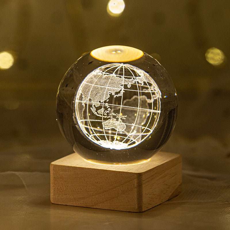 26 Styles of Clear Glass Laser Inner Carving LED Sphere Ornaments GEMROCKY-Spheres-Earth-