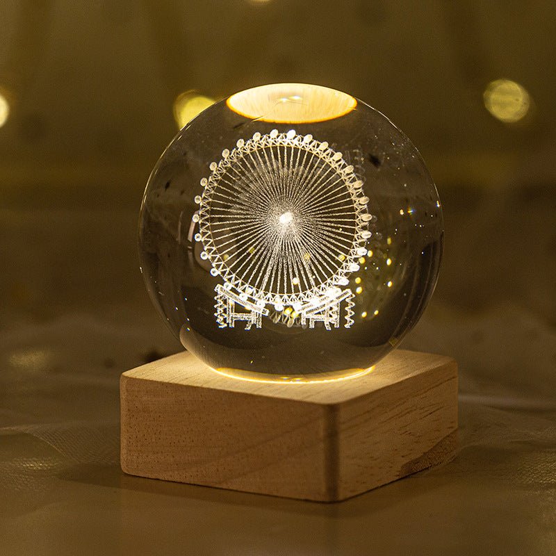 26 Styles of Clear Glass Laser Inner Carving LED Sphere Ornaments GEMROCKY-Spheres-Ferris wheel-