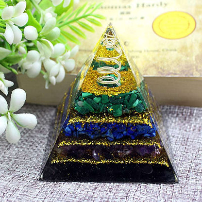 26 Styles of Resin Chakra 6cm Crystal Wand Pyramids Ornaments GEMROCKY-Decoration-Five Layer-