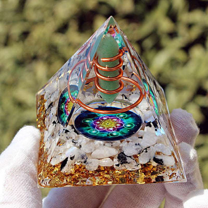 26 Styles of Resin Chakra 6cm Crystal Wand Pyramids Ornaments GEMROCKY-Decoration-Green Aventurine2-