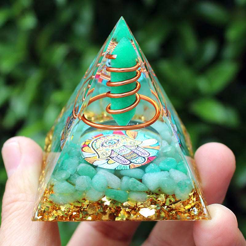 26 Styles of Resin Chakra 6cm Crystal Wand Pyramids Ornaments GEMROCKY-Decoration-Green Aventurine4-