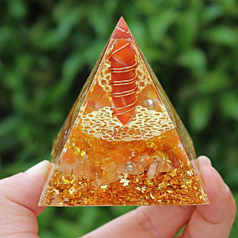 26 Styles of Resin Chakra 6cm Crystal Wand Pyramids Ornaments GEMROCKY-Decoration-Red Agate-