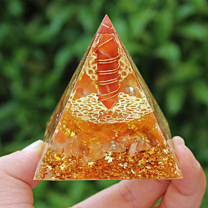 26 Styles of Resin Chakra 6cm Crystal Wand Pyramids Ornaments GEMROCKY-Decoration-Red Agate-